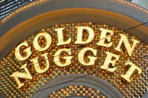 Neon signage of the Golden Nugget Gambling Hotel and Casino