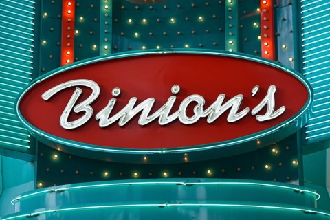 Neon signage of Binion's Horseshoe Gambling Hotel and Casino