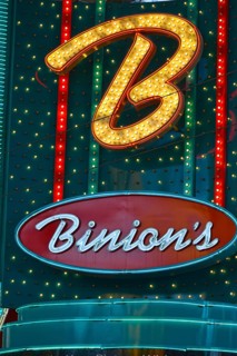 Neon signage of Binion's Horseshoe Gambling Hotel and Casino