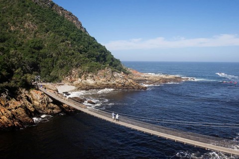 Suspension bridge over the river mouth of Storm River