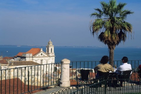 View of the eastern part of Alfama from viewpoint Portas do Sol