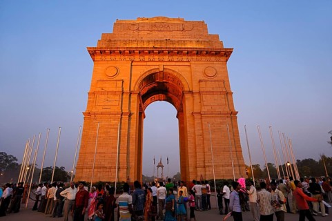 India Gate or All India War Memorial Arch by Sir Edwin Landseer Lutyens at dusk