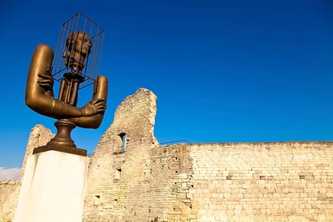 Modern sculpture at the Marquis de Sade castle