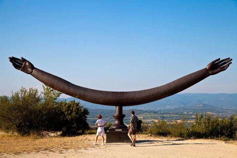 Modern sculpture at the Marquis de Sade castle
