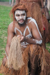 South Sea dancers wearing traditional costume