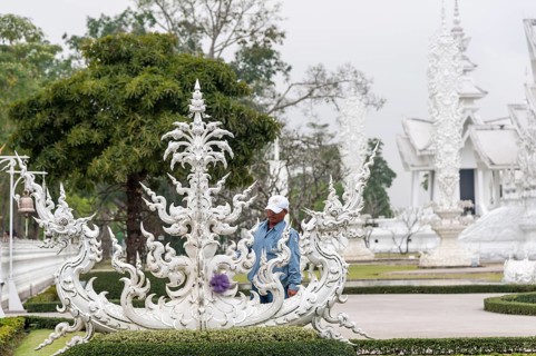 Temple being cleaned in the morning