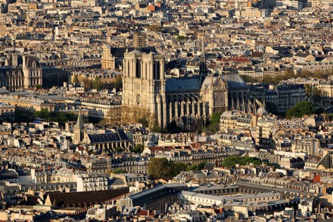 City view with Notre Dame Cathedral