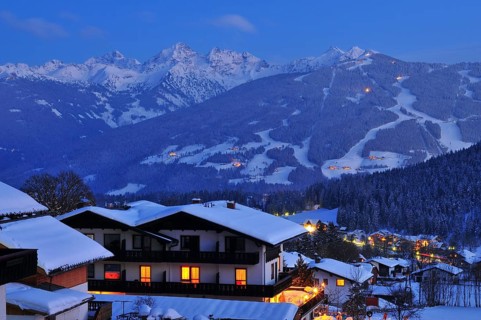Snowy village of Ramsau am Dachstein in winter