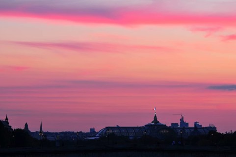 Evening sky over the Grand Palais des Champs-Elysées