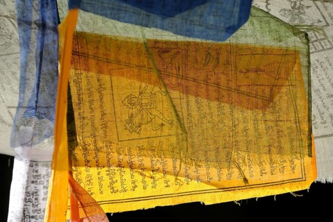 Fluttering prayer flags