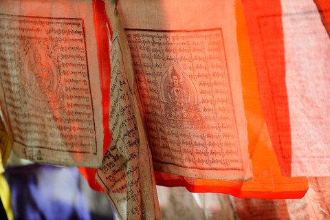 Fluttering prayer flags