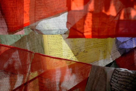Fluttering prayer flags