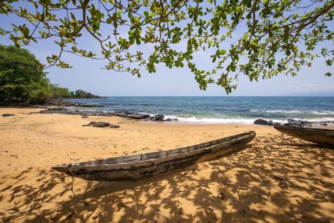 Dugout on the sandy beach