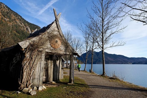 Wooden hut in the Flake Viking village