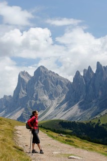 Hiker standing on the Raschoetz alp