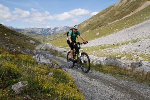 Mountain biker in Val Pila