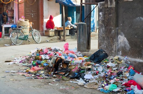 Garbage piling up in the street