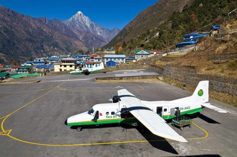 Aeroplane getting ready to depart at Lukla Airport