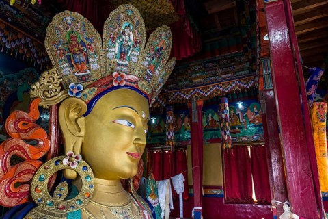 Colourful statue of Maitreya