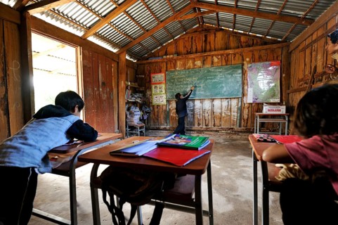 Classroom of a rural primary school in the community of Mbya-Guarani Indians