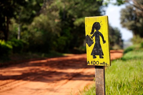Hand painted wooden sign "Caution