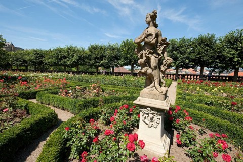 Sculpture in the rose garden of Neue Residenz or New Residence Bamberg
