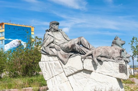 Man with two dogs