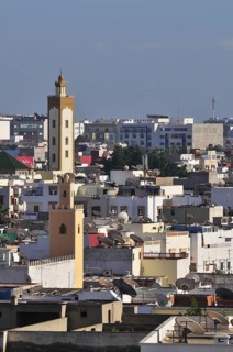 Cityscape with a minaret of the Mosque of Mohammed V
