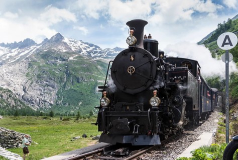 Furka steam railway at the Furka Pass