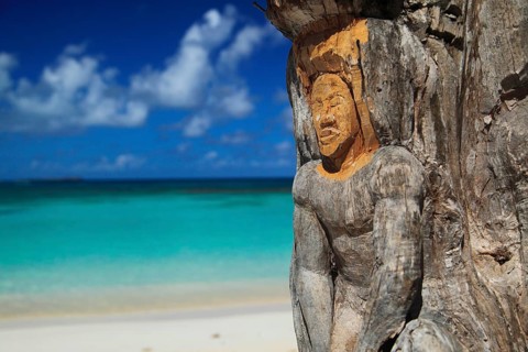 Sculpture carved into tree trunk