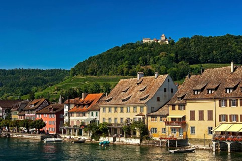 View over the Rhine to the village of Stein am Rhein