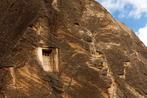 Entrance hole to a dovecote in a tuff cone