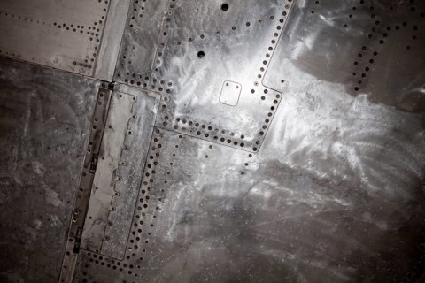 Rivets and screws in the outer skin of an aircraft from the 60s