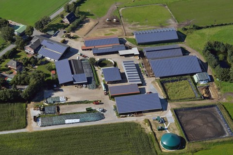 Farm with solar panels on the roofs