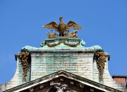 Eagle sculpture on a guild house