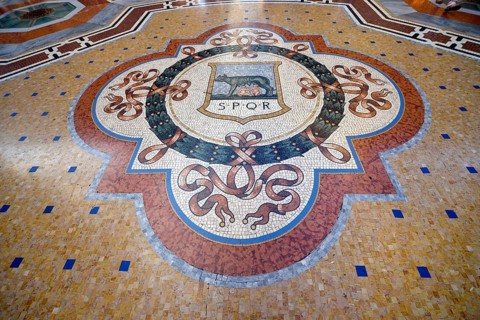 Marble floor mosaic