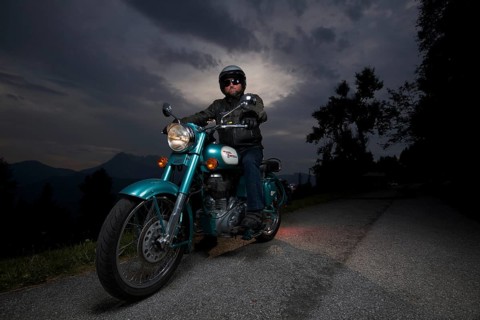 Motorcycle rider on his motorbike