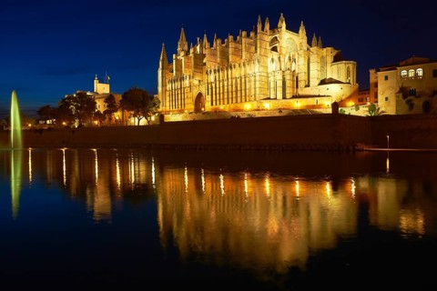 Palma Cathedral at night