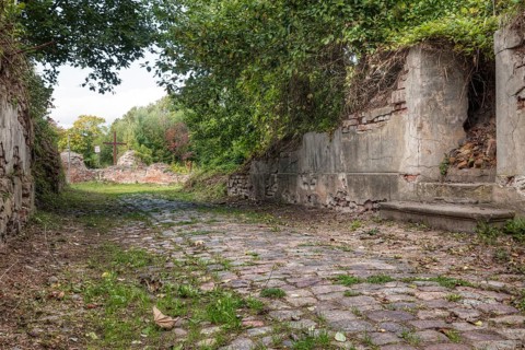 Derelict street in the old town which was destroyed and abandoned in World War II