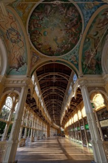 Covered walkway with a ceiling mural