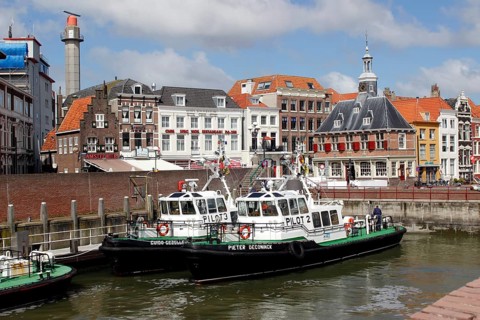 Pilot boats in the harbor