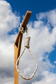 Symbolic gallows during a protest rally