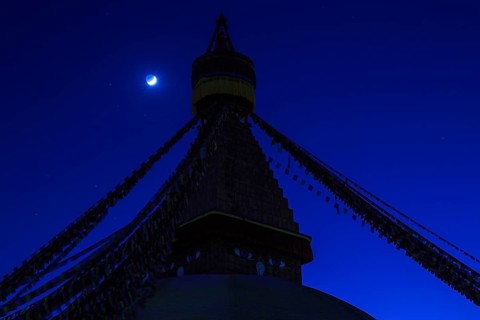Boudhanath stupa at night