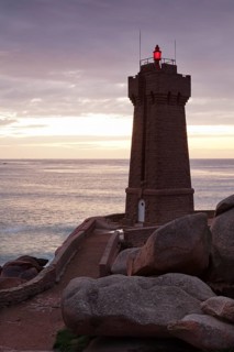 Phare de Ploumanac'h or Phare de Mean Ruz lighthouse on the Côte de Granit Rose or Pink Granite Coast