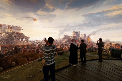 Painting of the conquest of Constantinople in 1453 by the Ottomans under Sultan Fatih Sultan Mehmed