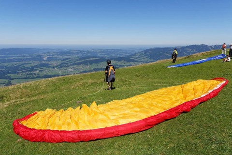 Paraglider taking off
