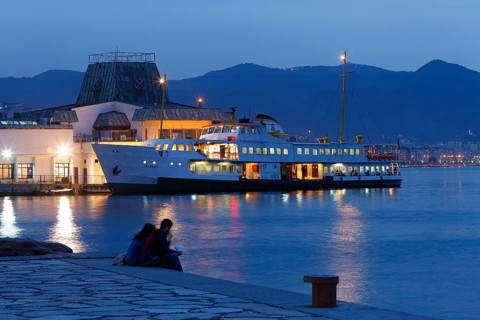 Evening mood at the ferry terminal