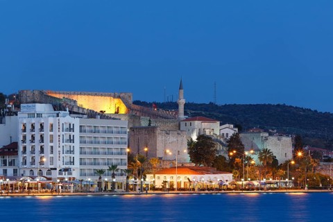Cesme townscape with fortress
