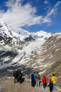 View from Kaiser-Franz-Josef-Hoehe over Pasterze Glacier with Grossglockner Mountain
