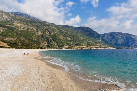 Beach of Ölüdeniz with Mt Baba Dagi